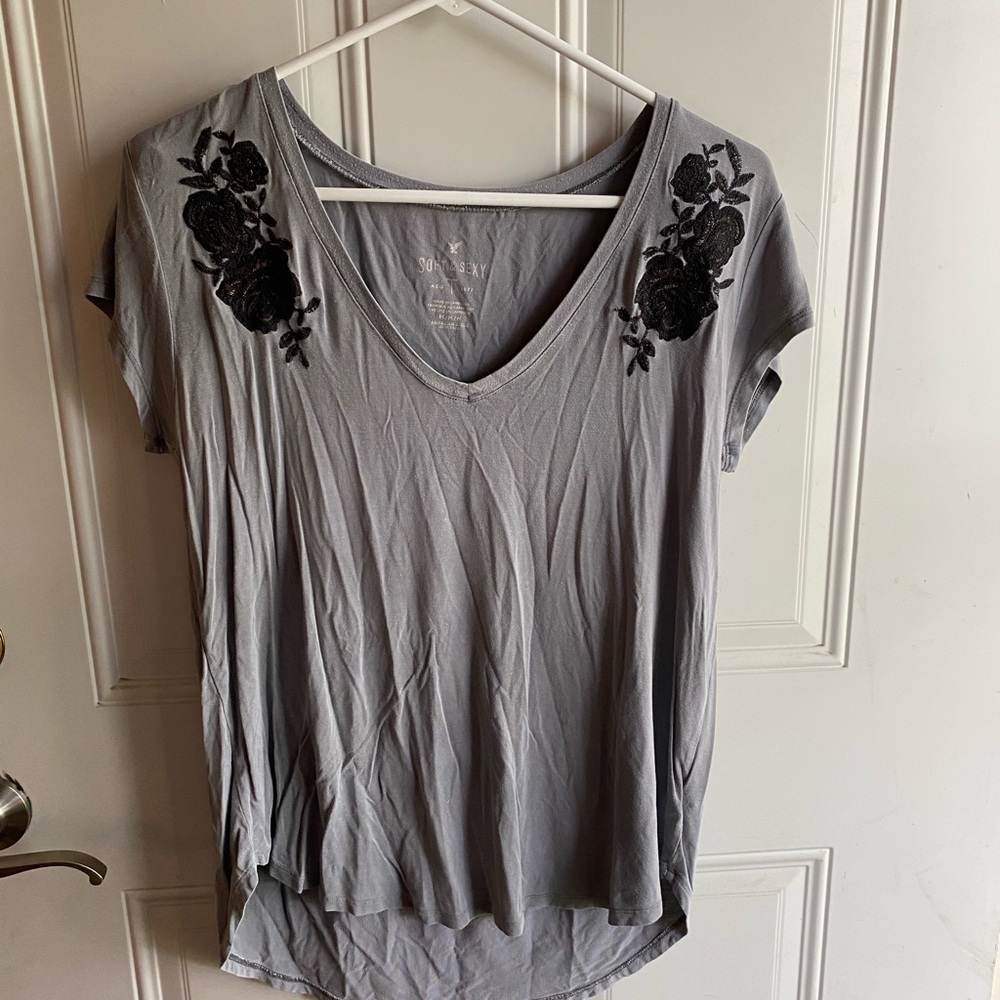 American Eagle Soft n Sexy Embroidered Tee
